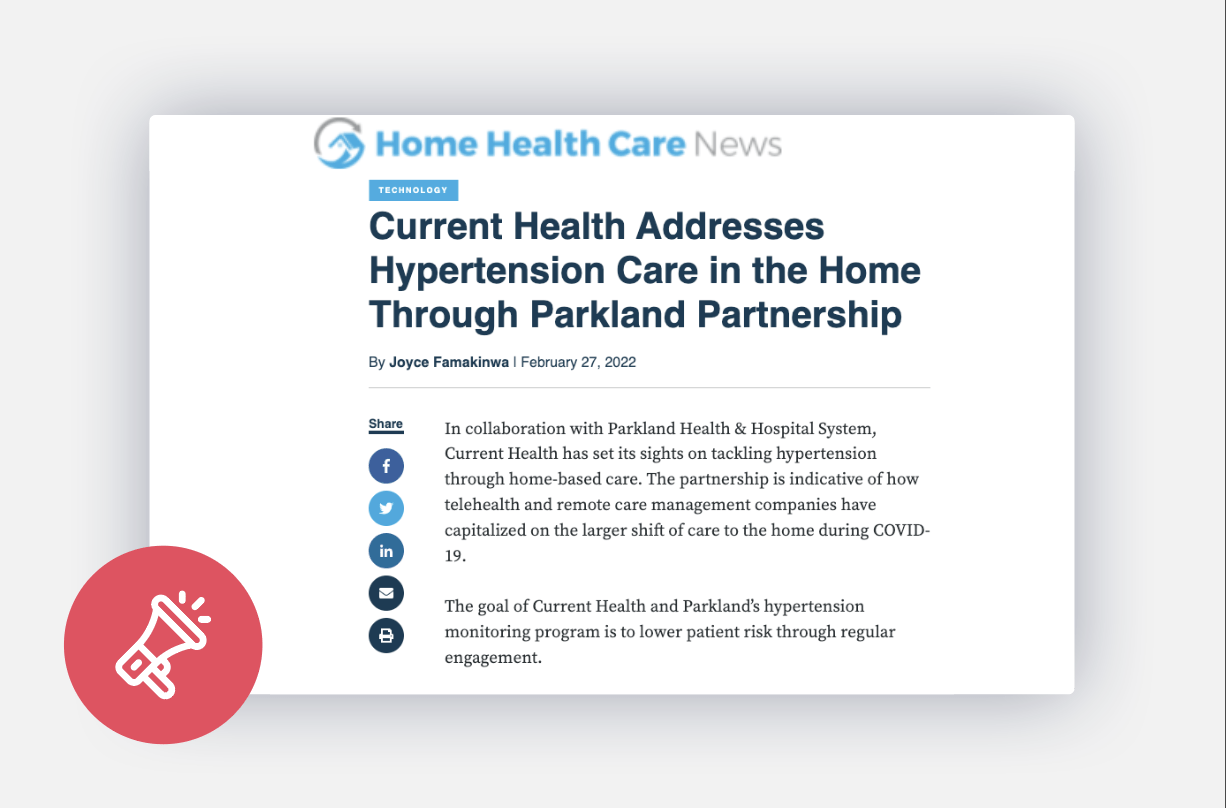 Current Health Addresses Hypertension Care in the Home Through Parkland Partnership